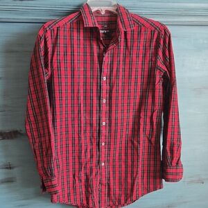 Bar III Red and Black Plaid Button Down Shirt